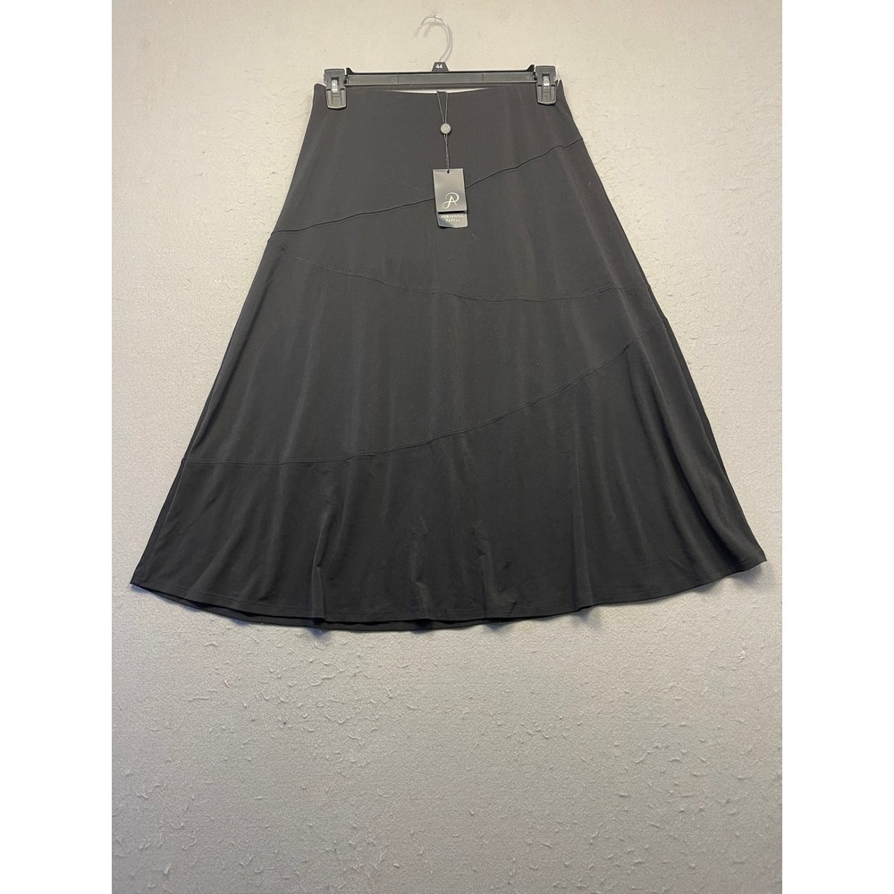 Adrianna Papell Skirt Polyester Spandex Black Solid Medium Womens